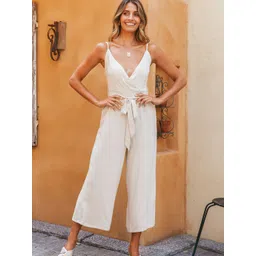 StyleCast Off White Cotton Culotte Jumpsuit-picture-21