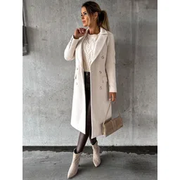 StyleCast Off White Double-Breasted Overcoat image 2
