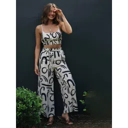 StyleCast Off White Shoulder Straps Printed Top With Palazzo Co-Ords Set-picture-13