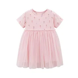 StyleCast Pink Girls Conversational Printed Gathered Detail Cotton T-shirt Dress-picture-34
