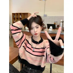 StyleCast Pink Teen Girls Striped Long Sleeves Casual Top-picture-31