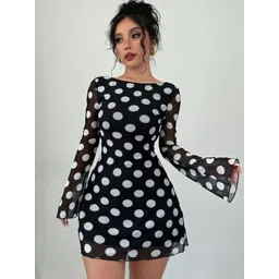 StyleCast Polka Dot Print Bell Sleeve A-Line Mini Dress-picture-27