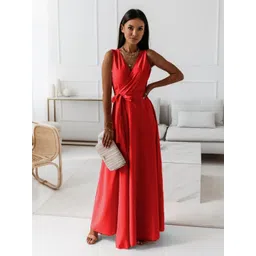 StyleCast Red V-Neck Sleeveless Maxi Dress-picture-26