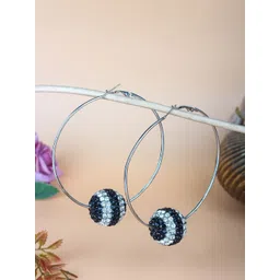 StyleCast Rhodium-Plated Rhinestone Studded Circular Hoop Earrings-picture-23