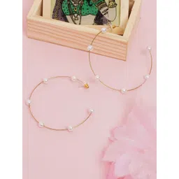 StyleCast Rose Gold-Plated Pearls Beaded Crescent Shaped Drop Earrings-picture-32