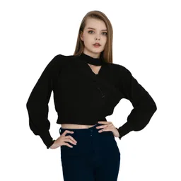 StyleCast Self Design V-Neck Puffed Sleeves Top-picture-22