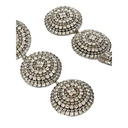 StyleCast Silver-Plated Rhinestone Studded Circular Drop Earrings image 2
