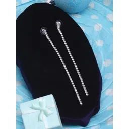 StyleCast Silver-Plated Rhinestone Studded Circular Shaped Drop Earrings-picture-13