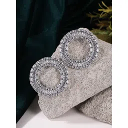 StyleCast Silver-Plated Rhinestone Studded Circular Shaped Studs-picture-21