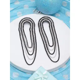 StyleCast Silver-Plated Rhinestone Studded Contemporary Drop Earrings-picture-32