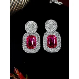 StyleCast Silver-Plated Rhinestone Studded Square Shaped Studs-picture-13