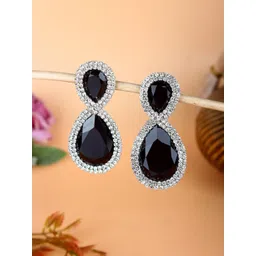 StyleCast Silver-Plated Rhinestone Studded Teardrop Shaped Drop Earrings-picture-39