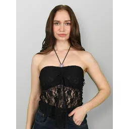 StyleCast Sleeveless Self Design Crop Top-picture-21