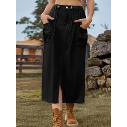 StyleCast Solid Denim Midi Skirt-picture-27
