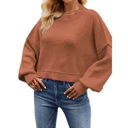 StyleCast Solid Long Sleeves Round Neck Sweaters-picture-14