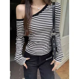StyleCast Striped One Shoulder Top-picture-28