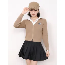 StyleCast Teen Girls Brown & White Shirt Collar Shirt Style Top-picture-14