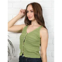 StyleCast V-Neck Self Design Sleeveless Top image 5