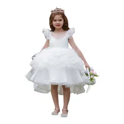 StyleCast White Girls Flutter Sleeves Embellished Balloon Party Dress-picture-41