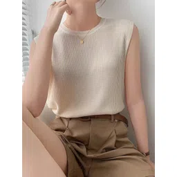 StyleCast White Round Neck Sleeveless Top-picture-38