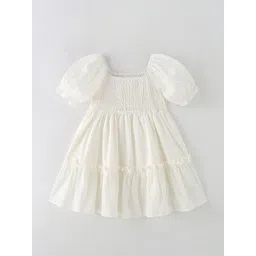 StyleCast White Square Neck Cotton A-Line Dress-image-43