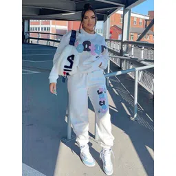 StyleCast White Typography Printed Sweatshirt & Joggers-picture-22