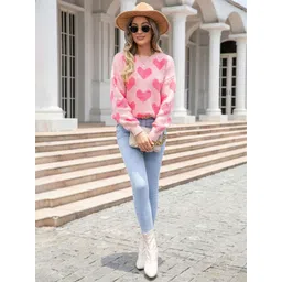 StyleCast Women Abstract Printed Round Neck Pullover Sweater-picture-16