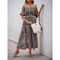 StyleCast Women Animal Printed Smocked Strapless Fit & Flare Midi Dress-picture-37