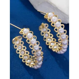 StyleCast Women Artificial Beads Classic Contemporary Hoop Earrings-picture-14