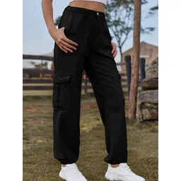 StyleCast Women Black Mid-Rise Straight Fit Denim Joggers-picture-17