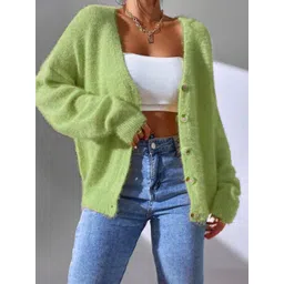 StyleCast Women Cable Knit Cardigan with Fuzzy Detail-picture-14