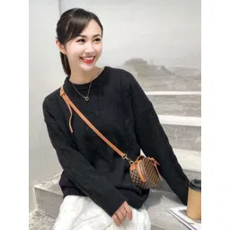 StyleCast Women Cable Knit Round Neck Full Sleeve Oversized Pullover-picture-38