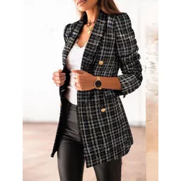 StyleCast Women Checked Longline Tailored Jacket-picture-13