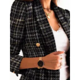 StyleCast Women Checked Longline Tailored Jacket image 3