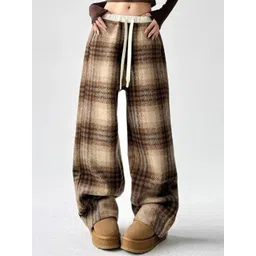 StyleCast Women Checked Print Relaxed Fit Trousers-picture-35