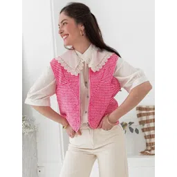 StyleCast Women Checked Sleeveless Open Front Jacket-picture-38