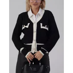 StyleCast Women Colourblocked Cardigan Sweaters With Pocket Details-picture-10