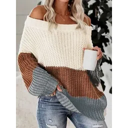 StyleCast Women Colourblocked Off Shoulder Pullover-picture-39