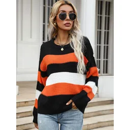 StyleCast Women Colourblocked Printed Woollen Pullover Sweater-picture-14