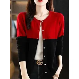 StyleCast Women Colourblocked Round Neck Cardigan-picture-26