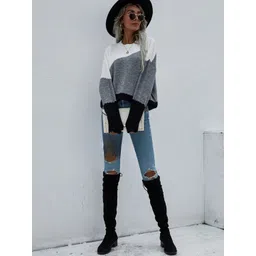 StyleCast Women Colourblocked Round Neck Long Sleeves Pullover Sweaters-picture-20