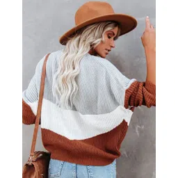 StyleCast Women Colourblocked Round Neck Longline Pullover image 3