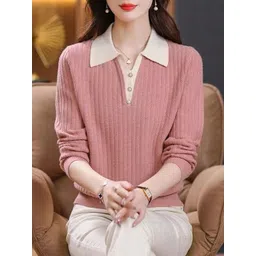 StyleCast Women Colourblocked Shirt Collar Pullover-picture-22