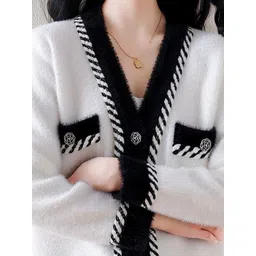 StyleCast Women Colourblocked V-Neck Cotton Cardigan image 3