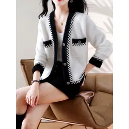 StyleCast Women Colourblocked V-Neck Cotton Cardigan image 4