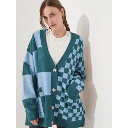 StyleCast Women Colourblocked V-Neck Longline Cardigan-picture-22