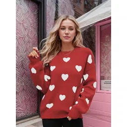 StyleCast Women Conversational Printed Round Neck Long Sleeves Pullover Sweater-picture-35