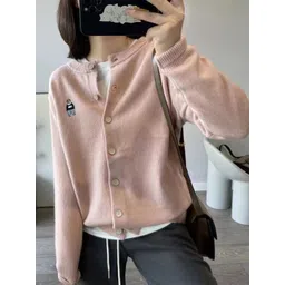 StyleCast Women Embroidered Bear Crew Neck Button-Front Long Sleeves Regular Cardigan-picture-16