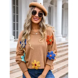 StyleCast Women Floral Embroidered Round Neck Pullover-picture-12
