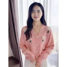 StyleCast Women Floral Embroidered V-Neck Cardigan Sweaters-picture-18